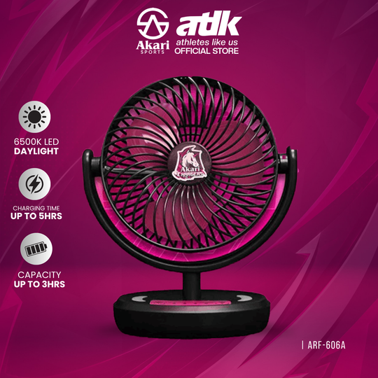 ATLETIKA | Akari Chargers 6" Rechargeable Desk Fan with LED Night Light (ARF-606A)